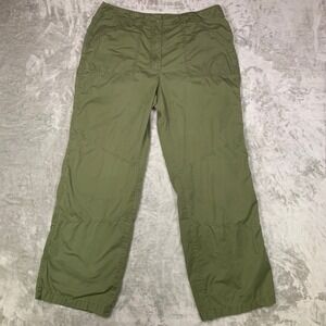 Chicos Utility Pants Straight Women Size 3 XL Army Green 100% Cotton Lightweight